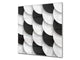 Toughened glass backsplash BS 12 White and grey textures Series: Wheel Geometry 2