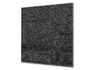 Glas Küchenrückwand – Hartglas-Rückwand – Foto-Rückwand BS12 Weiße und graue Texturen: Black Texture