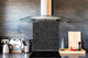 Toughened glass backsplash BS 12 White and grey textures Series: Black Texture