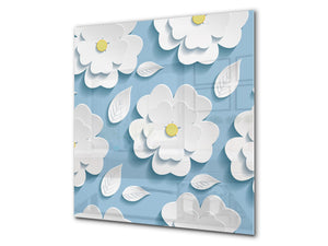 Gehärtete Glasrückwand – Glasrückwand mit aufgedrucktem kunstvollen Design BS13 Verschiedenes:  White Flower