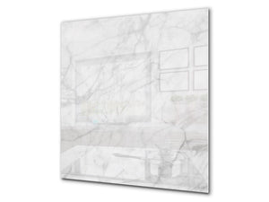 Arte de pared de vidrio templado impreso BS13 Varias series: mármol blanco 1