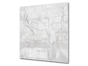 Arte de pared de vidrio templado impreso BS13 Varias series: mármol blanco