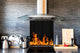 Glass kitchen splashback BS14 Fire Series: Fire Black Background 2
