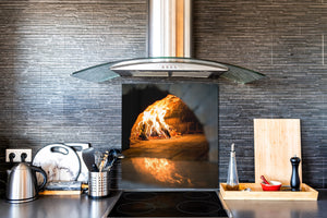 Aufgedrucktes Hartglas-Wandkunstwerk – Glasküchenrückwand BS14 Serie Feuer:  Fire Fireplace