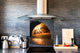 Glass kitchen splashback BS14 Fire Series: Fire Fireplace