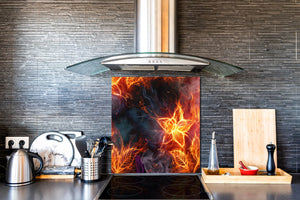 Paraschizzi in vetro temperato stampato – Paraspruzzi da cucina in vetro BS14 Serie fuoco: Fire Star 1