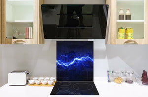 Paraschizzi in vetro temperato stampato – Paraspruzzi da cucina in vetro BS14 Serie fuoco: Lightning Blue 3