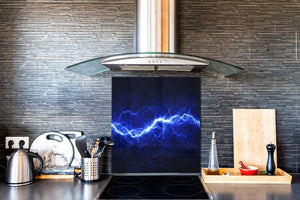 Glass kitchen splashback BS14 Fire Series: Lightning Blue 3