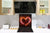 Paraschizzi in vetro temperato stampato – Paraspruzzi da cucina in vetro BS14 Serie fuoco: Heart Fire 1