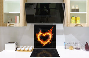Glass kitchen splashback BS14 Fire Series: Heart Fire 2