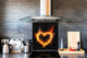 Paraschizzi in vetro temperato stampato – Paraspruzzi da cucina in vetro BS14 Serie fuoco: Heart Fire 2