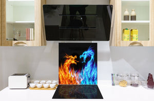 Paraschizzi in vetro temperato stampato – Paraspruzzi da cucina in vetro BS14 Serie fuoco: Elementi di fuoco d'acqua