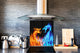 Paraschizzi in vetro temperato stampato – Paraspruzzi da cucina in vetro BS14 Serie fuoco: Elementi di fuoco d'acqua