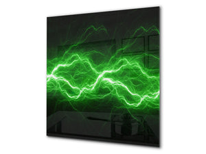Paraschizzi in vetro temperato stampato – Paraspruzzi da cucina in vetro BS14 Serie fuoco: Lightning Green