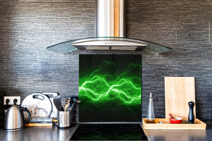 Glass kitchen splashback BS14 Fire Series: Lightning Green