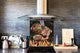 Paraschizzi in vetro temperato stampato – Paraspruzzi da cucina in vetro BS14 Serie fuoco: Bistecca Grill Fire