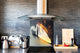Paraschizzi in vetro temperato stampato – Paraspruzzi da cucina in vetro BS14 Serie fuoco: Fire Knife Kitchen