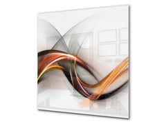 Tempered glass kitchen wall panel BS15A Abstract textures A: Abstraction Wave Brown 1