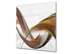 Tempered glass kitchen wall panel BS15A Abstract textures A: Abstraction Wave Brown 2