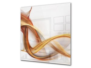 Tempered glass kitchen wall panel BS15A Abstract textures A: Gold Wave 1