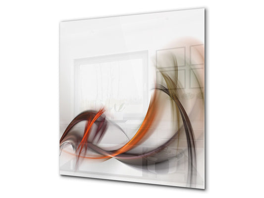 Tempered glass kitchen wall panel BS15A Abstract textures A: Red Wave 1