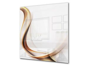 Tempered glass kitchen wall panel BS15A Abstract textures A: Gold Wave 2