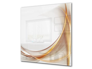Tempered glass kitchen wall panel BS15A Abstract textures A: Gold Wave 3