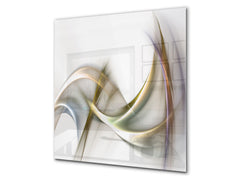 Magnifico paraschizzi in vetro stampato – Pannello in vetro temperato da cucina BS15A Trame astratte: Green Wave Brown