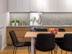 Magnifico paraschizzi in vetro stampato – Pannello in vetro temperato da cucina BS15A Trame astratte: Green Wave Brown