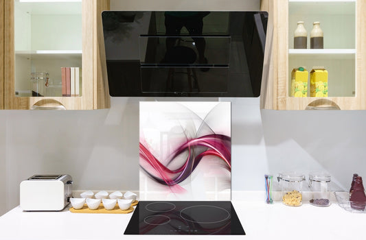 Tempered glass kitchen wall panel BS15A Abstract textures A: Purple Wave Of Roses 1