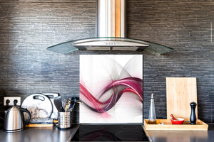 Magnifico paraschizzi in vetro stampato – Pannello in vetro temperato da cucina BS15A Trame astratte: Purple Wave Of Roses 1