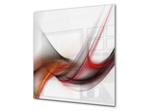 Tempered glass kitchen wall panel BS15A Abstract textures A: Red Wave 2