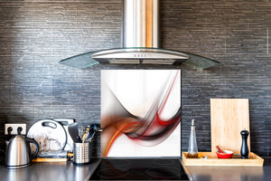 Magnifico paraschizzi in vetro stampato – Pannello in vetro temperato da cucina BS15A Trame astratte: Red Wave 2