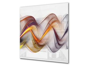 Magnifico paraschizzi in vetro stampato – Pannello in vetro temperato da cucina BS15A Trame astratte: Colorful Wave 1