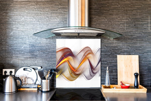 Tempered glass kitchen wall panel BS15A Abstract textures A: Colorful Wave 1