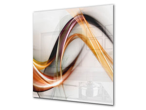 Tempered glass kitchen wall panel BS15A Abstract textures A: Orange Wave 1
