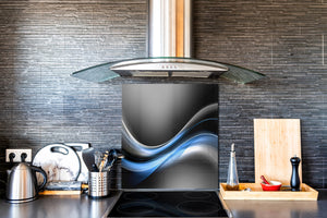 Magnifico paraschizzi in vetro stampato – Pannello in vetro temperato da cucina BS15A Trame astratte: Blue Wave 6