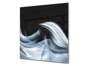 Tempered glass kitchen wall panel BS15A Abstract textures A: Blue Wave 7