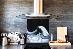 Tempered glass kitchen wall panel BS15A Abstract textures A: Blue Wave 7