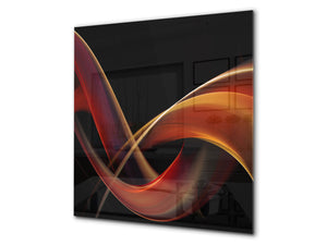 Tempered glass kitchen wall panel BS15A Abstract textures A: Red Wave 3