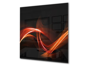 Tempered glass kitchen wall panel BS15A Abstract textures A: Red Wave 4