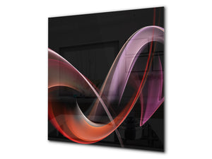 Tempered glass kitchen wall panel BS15A Abstract textures A: Red Wave 5