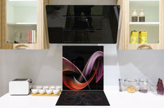 Tempered glass kitchen wall panel BS15A Abstract textures A: Red Wave 5