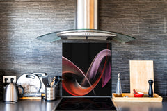 Tempered glass kitchen wall panel BS15A Abstract textures A: Red Wave 5