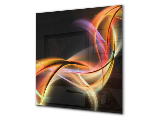 Tempered glass kitchen wall panel BS15A Abstract textures A: Colorful Wave 2