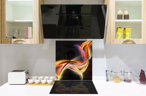Tempered glass kitchen wall panel BS15A Abstract textures A: Colorful Wave 2