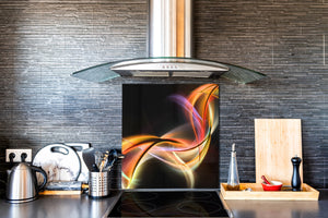Magnifico paraschizzi in vetro stampato – Pannello in vetro temperato da cucina BS15A Trame astratte: Colorful Wave 2