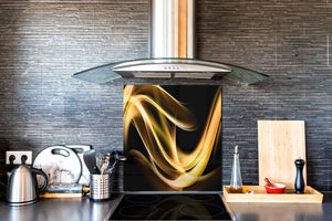 Rückwand aus gehärtetem Glas mit Aufdruck – Küchenrückwand aus Glas BS15B Abstrakte Texturen B:  Gold Wave 5