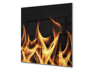 Magnifico paraschizzi in vetro stampato – Pannello in vetro temperato da cucina BS15B Trame astratte B: Fire Black Background 5