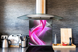 Magnifico paraschizzi in vetro stampato – Pannello in vetro temperato da cucina BS15B Trame astratte B:  Vague rose 1